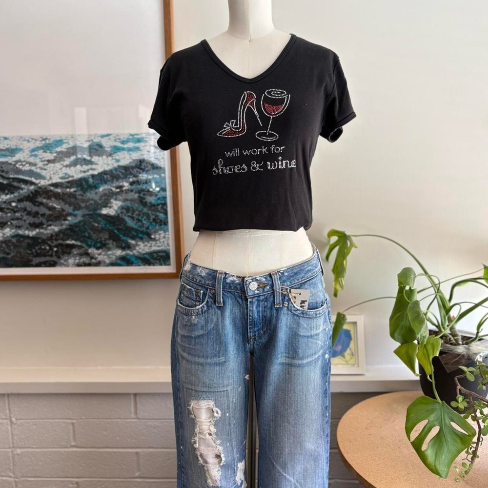 Vintage Black Rhinestone Tee